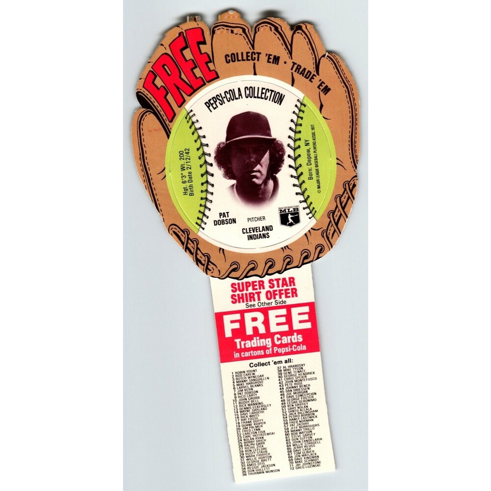Pepsi Baseball Trading Card 1977 Pat Dobson Cleveland Indians MLB Diecut Trade
